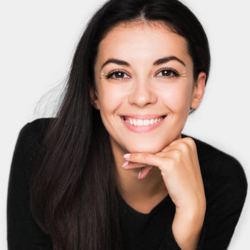 confident smiling brunette