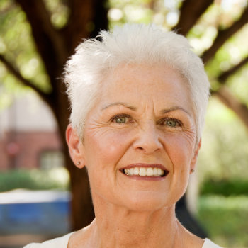 smiling old lady with short hair