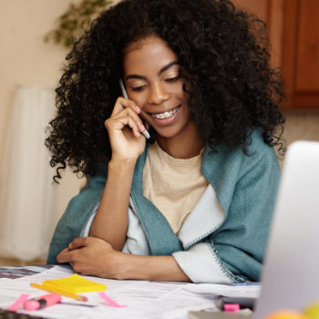 young african american woman talking on the phone