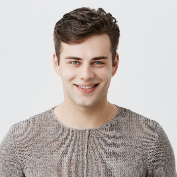 young handsome brunette with cheerful smile